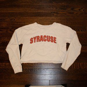 Cropped White Syracuse Sweatshirt